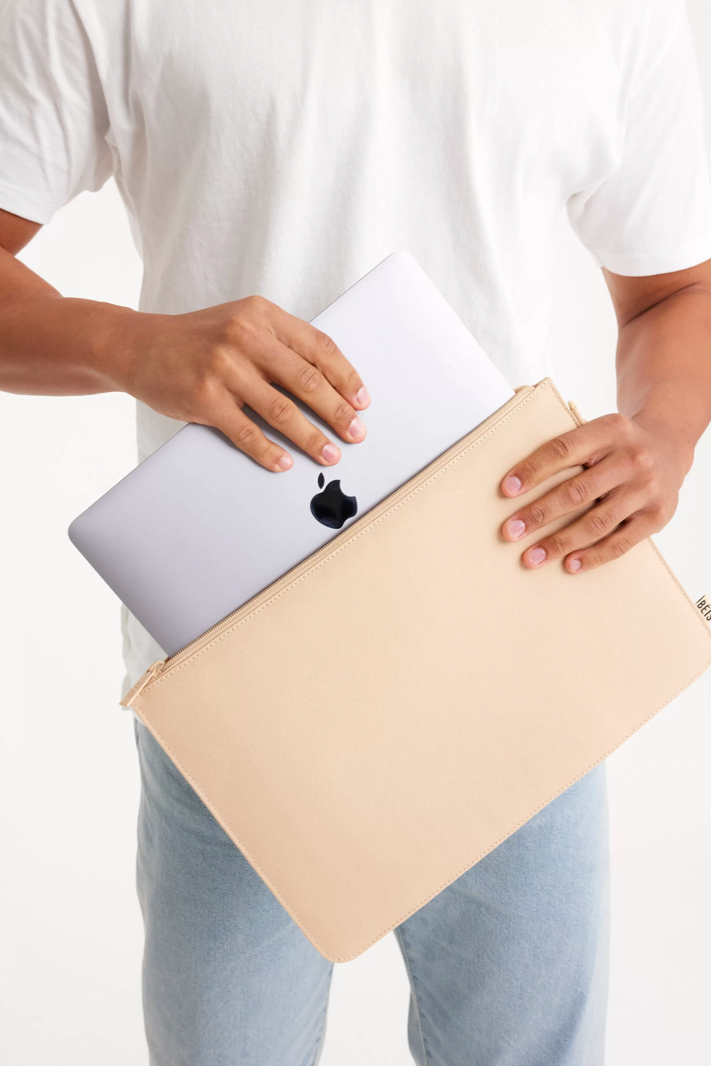 Store The Beisics Laptop Pouch In Beige Work Accessories