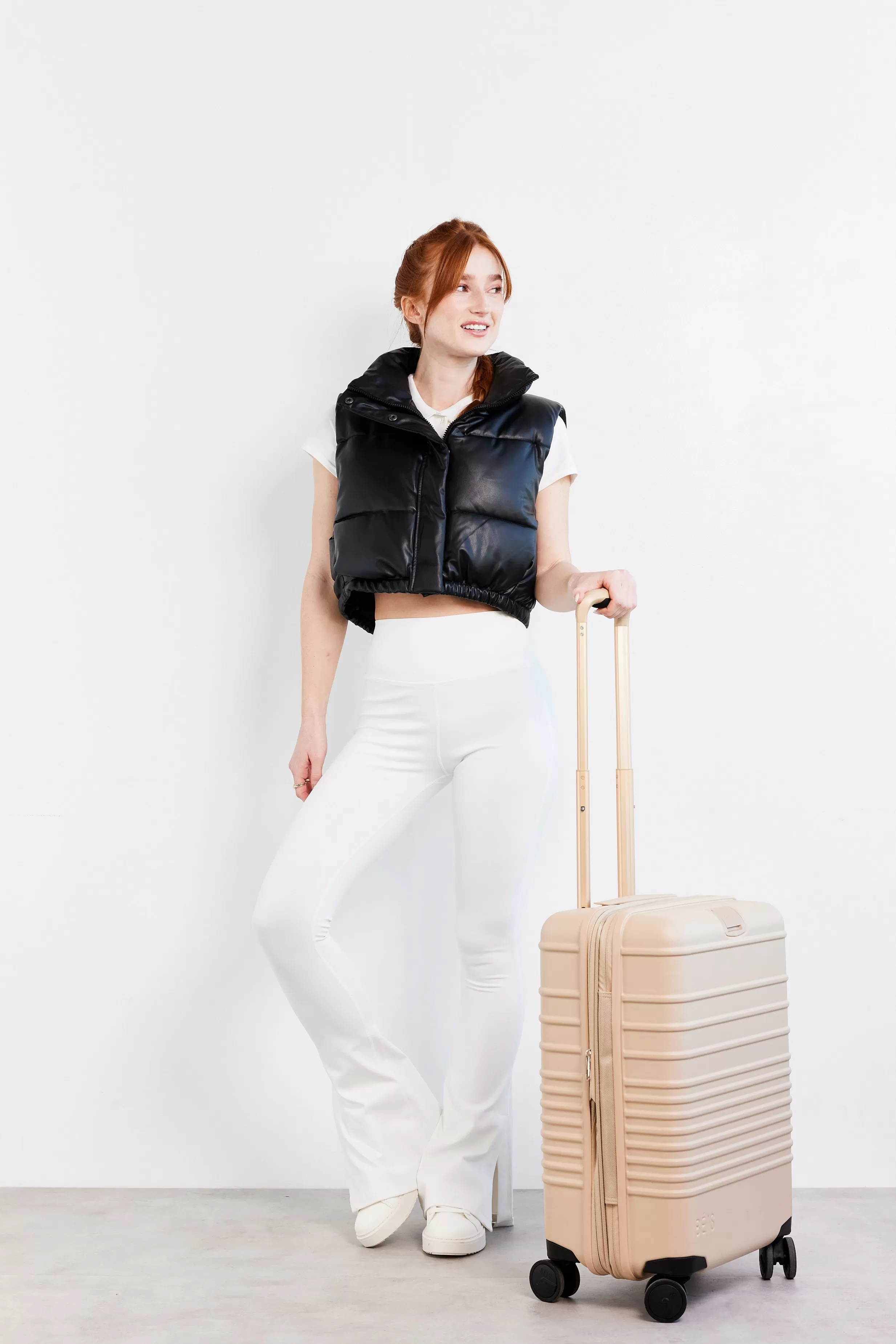 Fashion The Carry-On Roller In Beige Hard-Sided Luggage