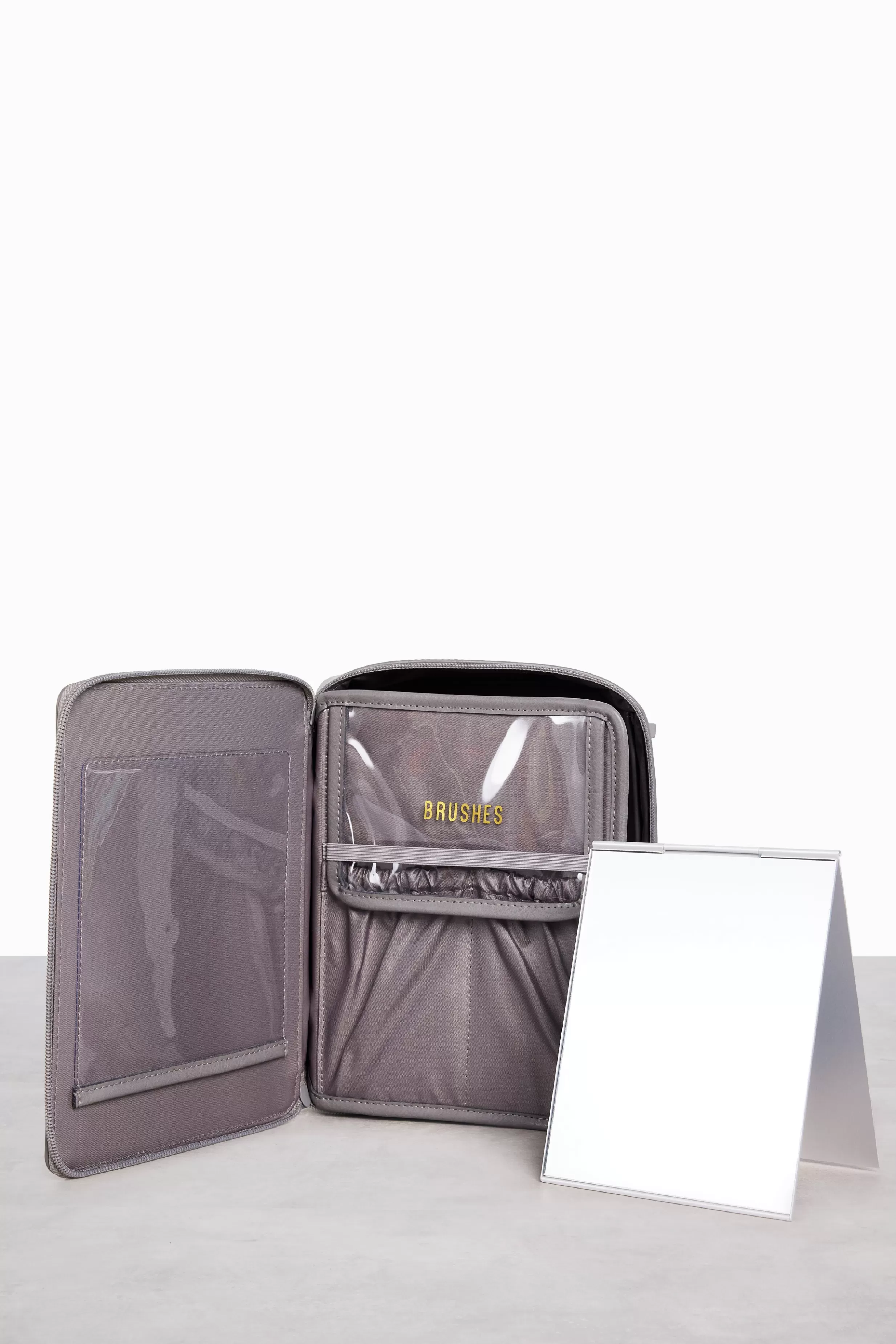 Store The Cosmetic Case In Grey Cosmetic Bags