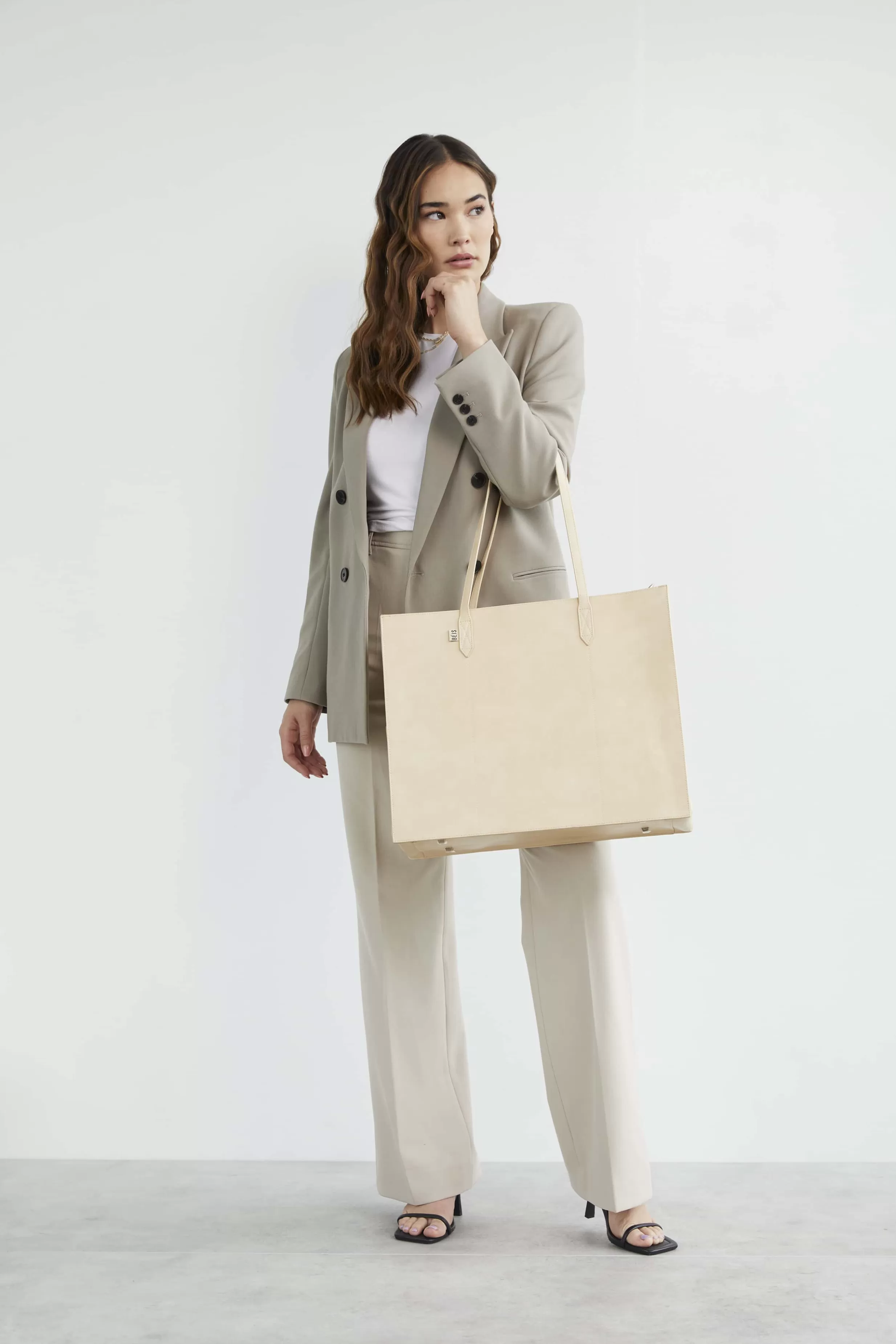 Sale The Large Work Tote In Beige Travel Totes