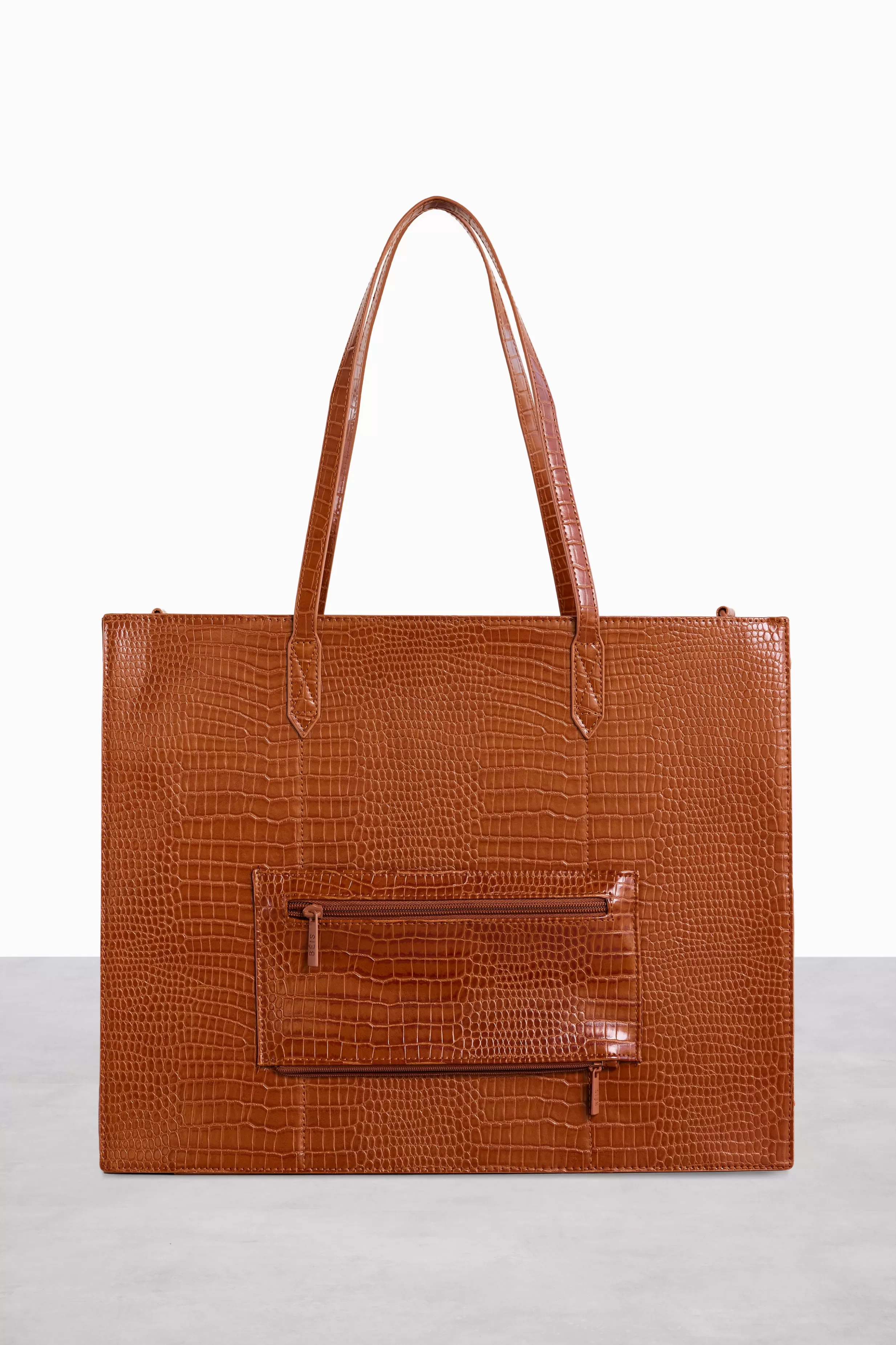 Best Sale The Large Work Tote In Cognac Croc Travel Totes