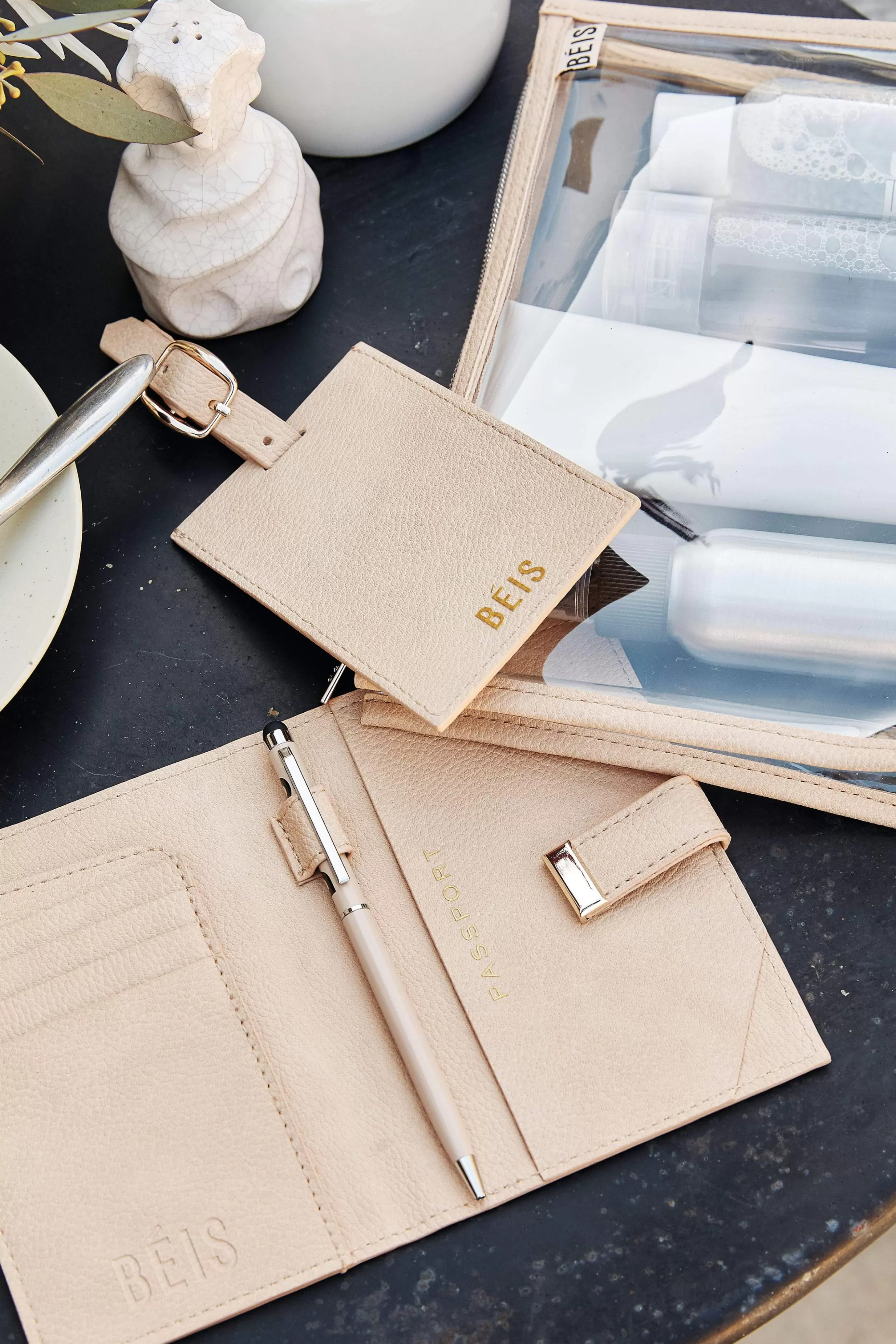 Best Sale The Passport & Luggage Tag Set In Beige Wallets & Wristlets